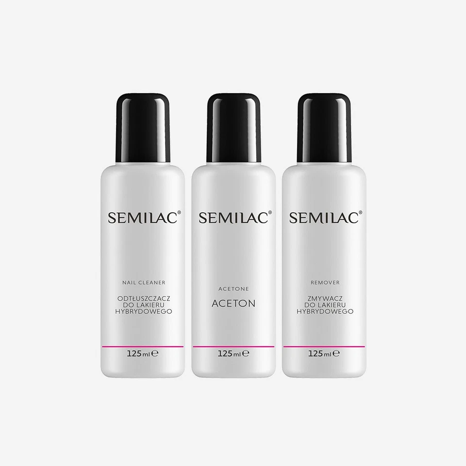 Semilac Hybrid Manicure Nail Polish Soak off Gel UV/LED Cleaner Aceton Remover