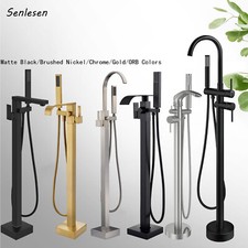 Tub Filler Freestanding Bathtub Faucet Floor Mount Bathroom Set with Hand Shower