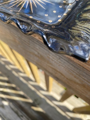 Vintage  Smoked Glass Star Burst Dish with Stand - Picture 24 of 24