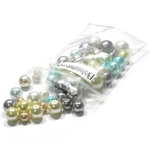 50 Assorted Size and Color Glass Pastel Round Pearl Beads with Pearlized Finish