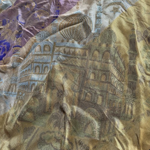 Vintage WWll Taj Mahal Silk Piano Shawl Scarf Tablecloth - Picture 13 of 14