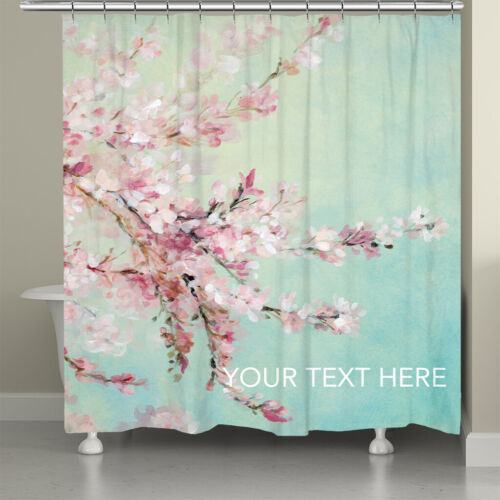 Cherry Blossoms Personalized Floral Fabric Shower Curtain - 71x74in Customizable