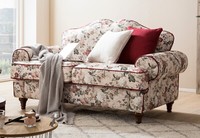 Sofa 2-Sitzer In Creme Mit Blumen Design Landhaus Couch Loungesofa 170 Cm Elita