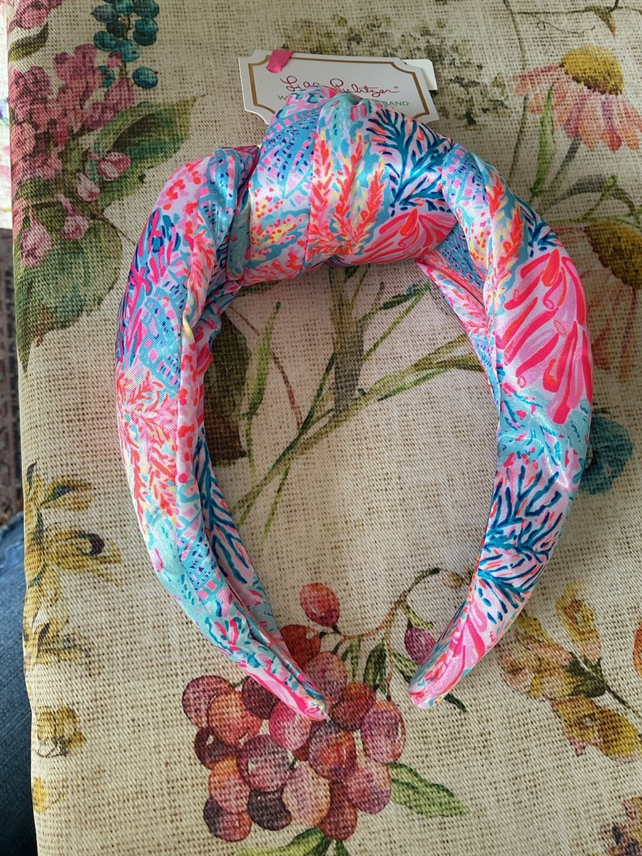 Lilly Pulitzer Knotted Satin Headband In “Splashdance” NWT 