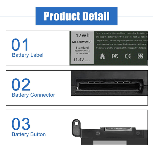 🧡LOT 1-100x WDX0R WDXOR Battery For Dell Inspiron 13 5368 5378 5379 7368 7378 - Picture 7 of 19