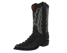 Mens Black Cowboy Boots Alligator Ostrich Print Leather Western Wear Rodeo Ranch