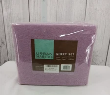 Urban Habitat Comfort Cool Jersey Knit Sheet Set Full Heathered Purple Cotton