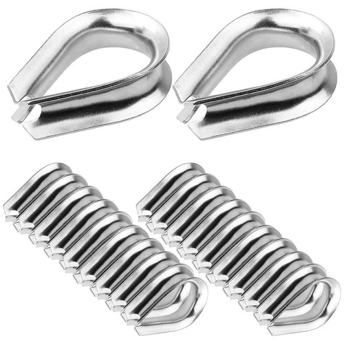 20 Pack 3/8 inch Wire Rope Thimble M10 Stainless Steel Rigging ...