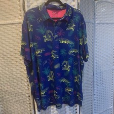 NWT Birdie Bound Men  s 3XL Golf Polo   Blue Tropical Alligator Print Big  Tall