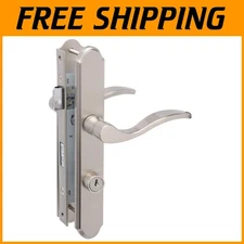 Classic Satin Nickel Mortise Keyed Lever Handle with Built-In Deadbolt Security