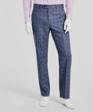 Michael Kors Men's Blue Denim Wool Stretch Classic-Fit Suit Pants Size 36W 32L