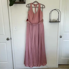 White by Vera Wang Balle Pink Halter V Neck w/ Sash Formal Bridesmaid Dress 22