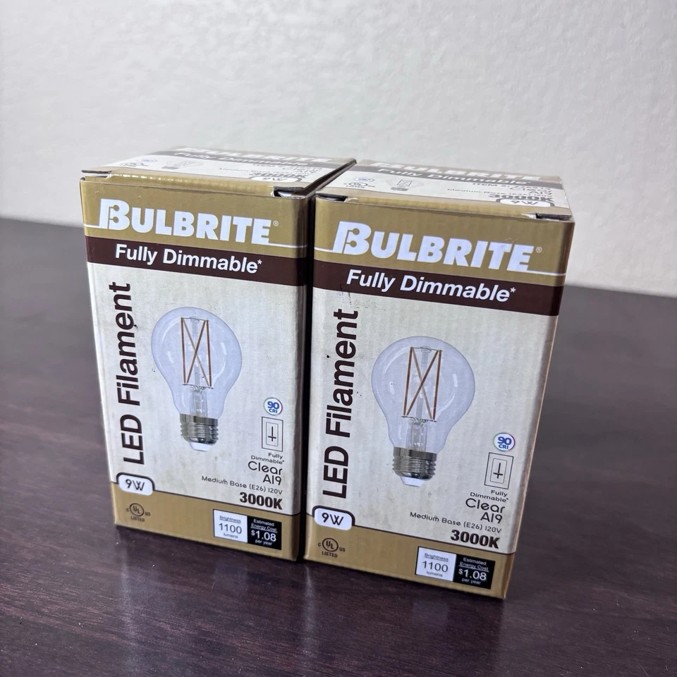 2 Bulbrite Victorian Style  Antique Filament LED Light Bulbs 3000K A19 9W 120V - Image 2 of 4
