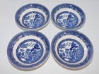 4 JOHNON BROTHERS WILLOW BLUE BLUE WILLOW CEREAL BOWLS 6"