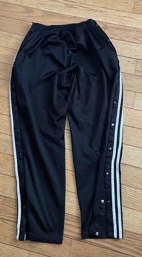 Adidas Pants Black Tear Away Warm Up Pants 3 Stripe Size Large - Picture 2 of 6