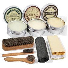 Pcs Leather Care Kit- 3Pcs Horsehair Brushes, 1.76oz Saddle Soap, 1.76oz 10