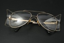 Vtg Crews Engineer Z87 Safety Glasses w/ Side Shields Aviator Gold Tone Frames