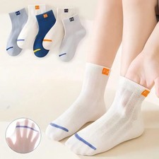 5 Pairs Children's Socks, Mesh Breathable Anti Odor Sweat Absorbent  Color Block