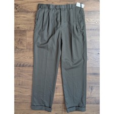 NWT 150 Brooks Brothers 346 Madison Pleated Wool Dress Pants Men 35x32 Green