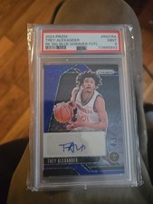 2024-25 Prizm Rookie Signatures Choice Blue Shimmer 5/25 Trey Alexander PSA 9 