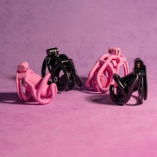Male Chastity Cage Device Sissy CB Lock Restraint Abstinence with 4 Rings