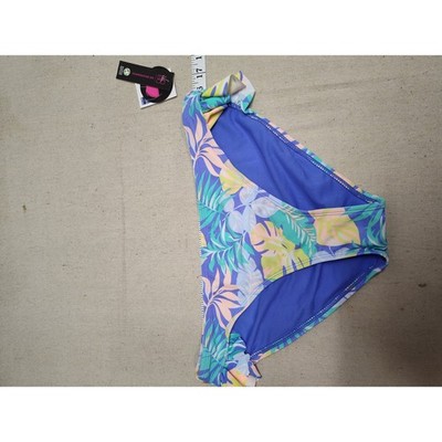 No Boundaries Womens Tropical Palm Print Bikini Swim Bottoms Purple Size 4X NWT