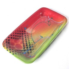 VTG Studio Art Pottery Tray Dish Colorful Watermelon Postmodern  5.5 x 10 Signed