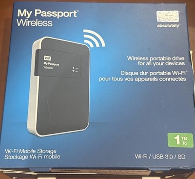 NEW IN BOX WD 1TB My Passport Wireless Black USB 3.0
