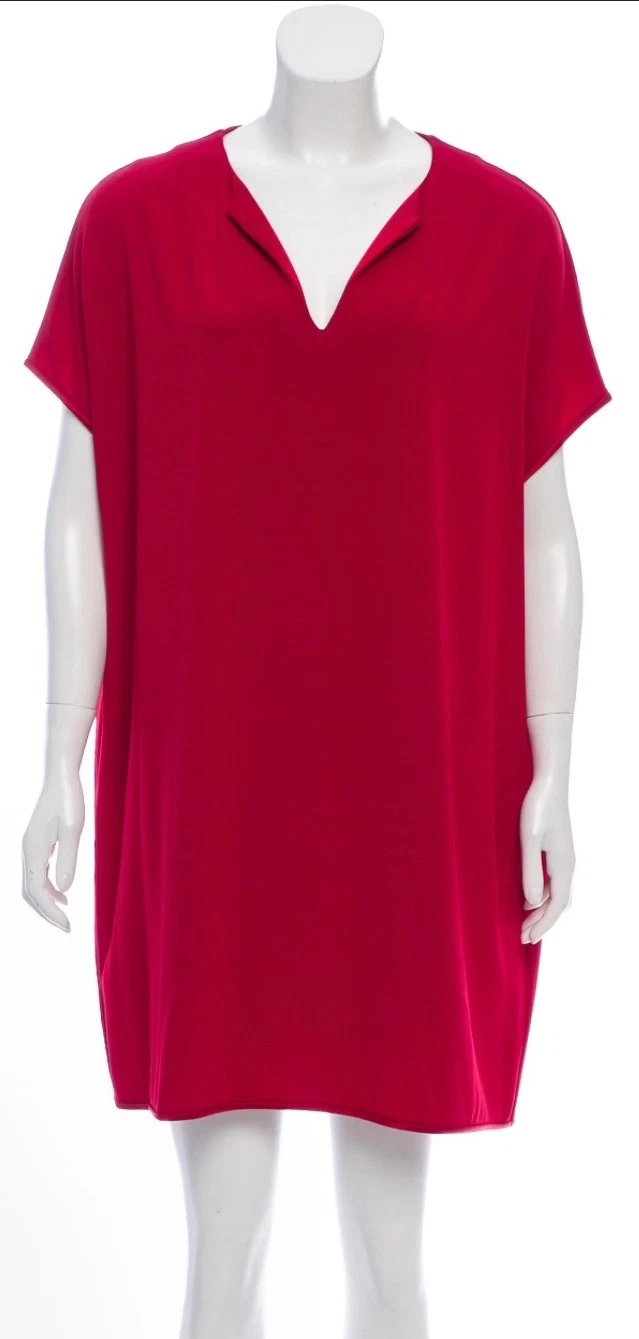 VALENTINO Abito Diane Von Furstenberg taglia M Kora Boxy rosso tubino scollo a V raso retro crepe