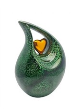 Modern Artistic Teardrop Cremation Urn Heart Accent Adult Size for Ashes w/Bag