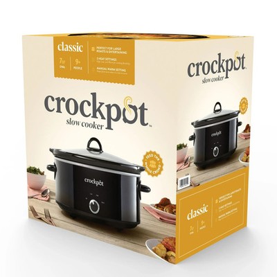 Crock-Pot Manual 7-Quart Slow Cooker, Black, Free ship