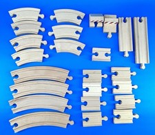 Thomas  Friends Wooden Railway Train TRACK LOT OF 24 ASSORTED PIECES EUC CLEAN