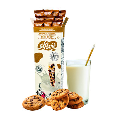 Milk Flavoring Straws   10 Straws,COOKIES & CREAM flavor,  Low Sugar