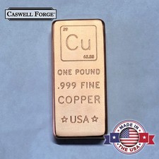 1 lb .999 Fine Copper Bar Ingots - Hand Poured With Element Design