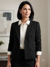 Evan-Picone Black Wool Blazer Women's Classic Professional Office Jacket Sz 12