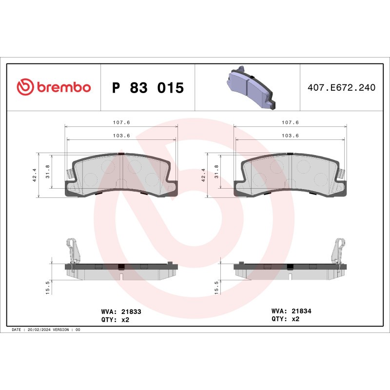Für BREMBO P 83 015 Brake Pad Set, Disc Brake - Bild 3