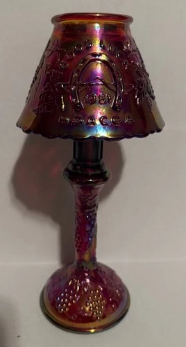 Fenton HOACGA GoodLuck Horseshoe Amberina Carnival Glass Candlestick Lamp 2 Of 2