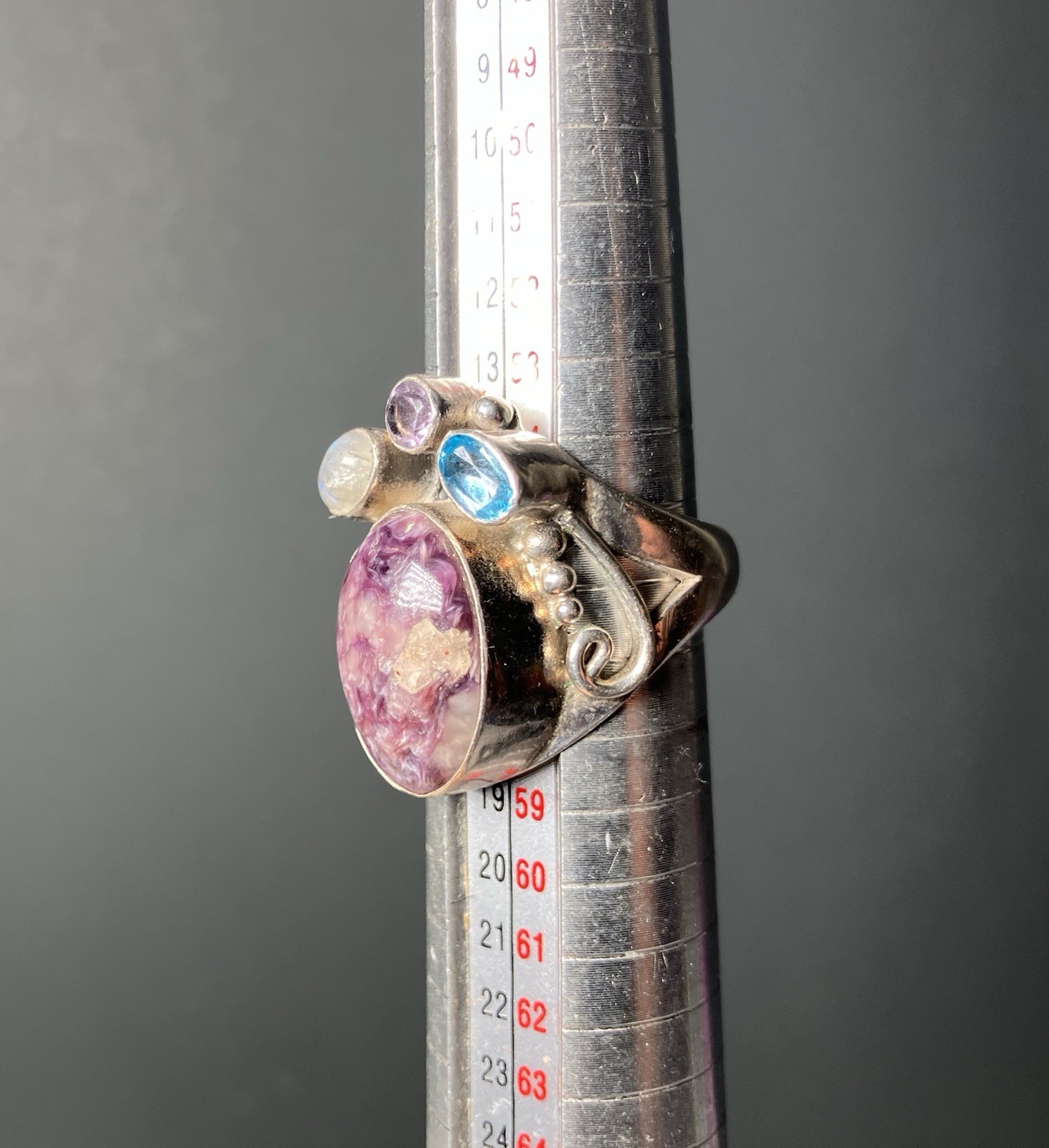 Sterling Silver Charoite Statement Ring Size 7.5 … - image 11