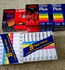 Lot of 35 Blank VHS Tapes Polaroid JVC RCA BASF See Picture