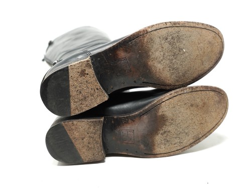 FRYE Melissa schwarz Leder Knopf hinten Reißverschluss kniehohe Reitstiefel Größe 7 B - Bild 9 von 11