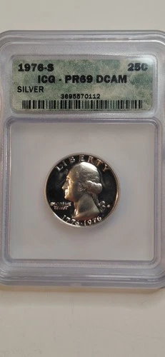1976 S 25c Washington Silver Bicentennial Quarter Proof PR69 DCAM