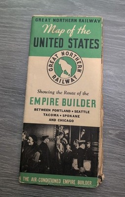 Vintage 1937 Great Northern Railroad Map of The United States