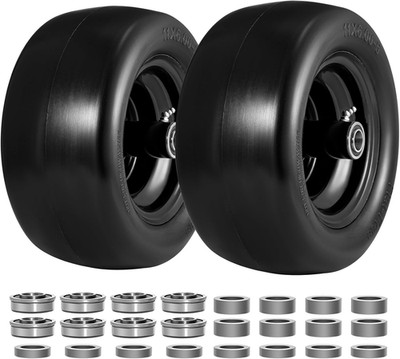 Flat Free Lawn Mower Tires on Wheel 11X6.00-5'' - 2 PCS, 400Lbs Load Capacity