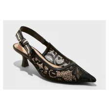 A New Day Milan Lace Slingback Heels Womens 6.5 Black Pointed Toe Lace Heels NWT