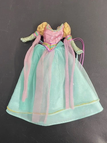 Barbie Rapunzel vintage Pink Aqua Gold dress