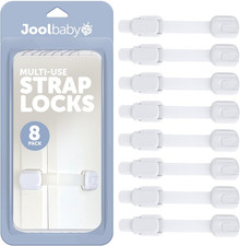 Jool Baby Child Safety Strap Locks 8 Pack Baby Proof Cabinets, Drawers, Fridge