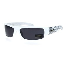 Locs Mad Dog Hardcore Gangster Cholo Narrow Rectangular Sunglasses White Band...
