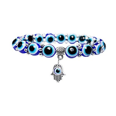 Böse Auge Perlen Armbänder für Frauen, Evil Eye Hamsa Blau Perlen Charm Stret...