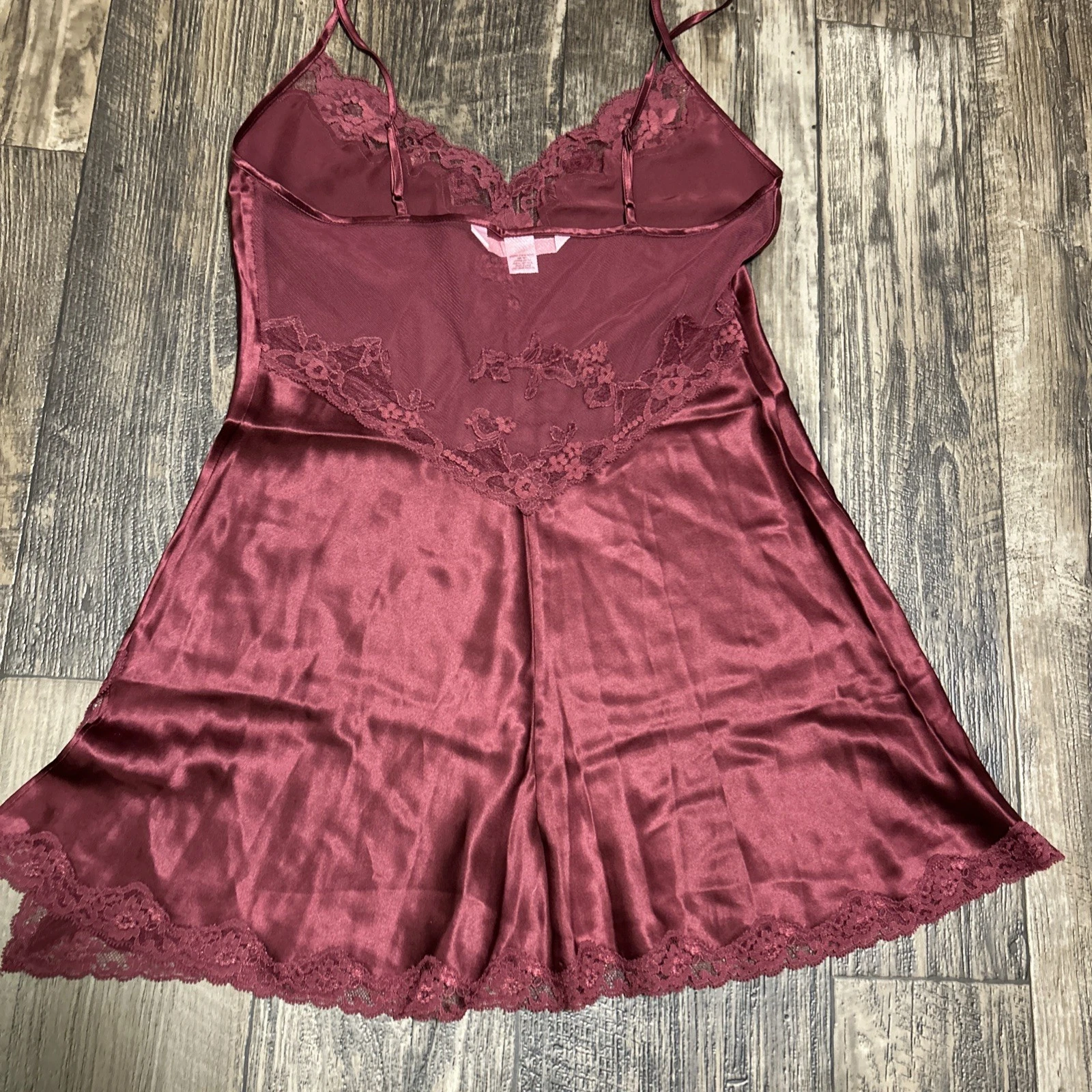 UNDERCOVER Abito slip seta Y2K Victoria's Secret pizzo negligee taglia s romantico vino rosso scuro
