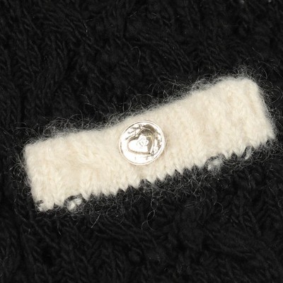 CHANEL COCO Mark Button Cable Knitwear Cardigan #40 wool silk